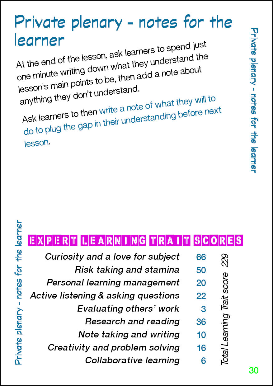 Private plenary - notes for the learner - Card 30